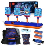 Kid Shooting Targets for Nerf with Auto-Reset, 4 Electronic Digital Target with Vest - Blue